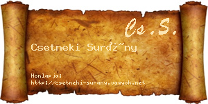 Csetneki Surány névjegykártya